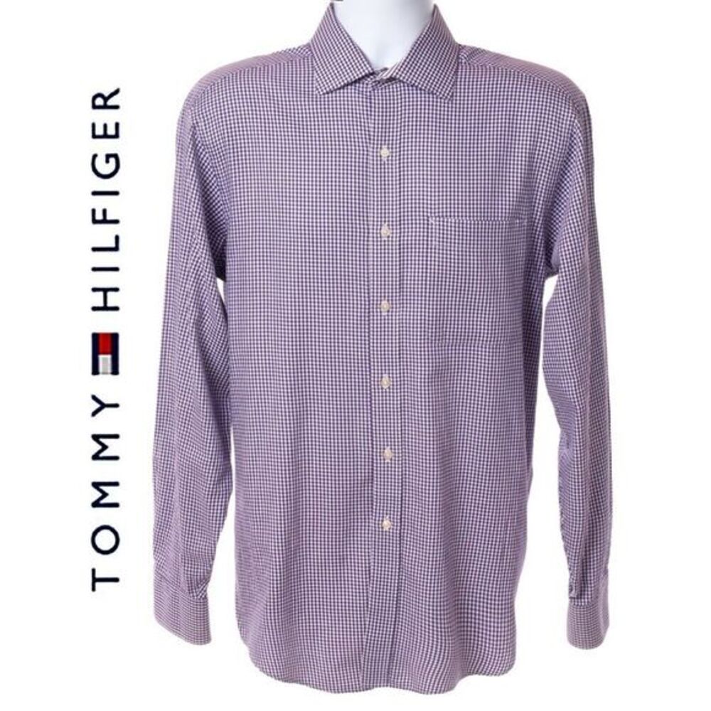 Tommy Hilfiger Men’s Purple Button Down Shirt Regular Fit Shirt M
